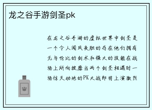 龙之谷手游剑圣pk